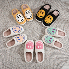 Smile Face Print Plush Slippers Comfortable Indoor Home Slippers
