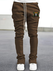 Skull Pattern Flared Trousers Men's Street Style Joggers