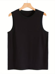 Casual Sports Vest Round Neck Stretch Sporty Top