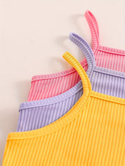 3pc Girls' Vibrant Color Bodycon Cami Dresses Set For Party