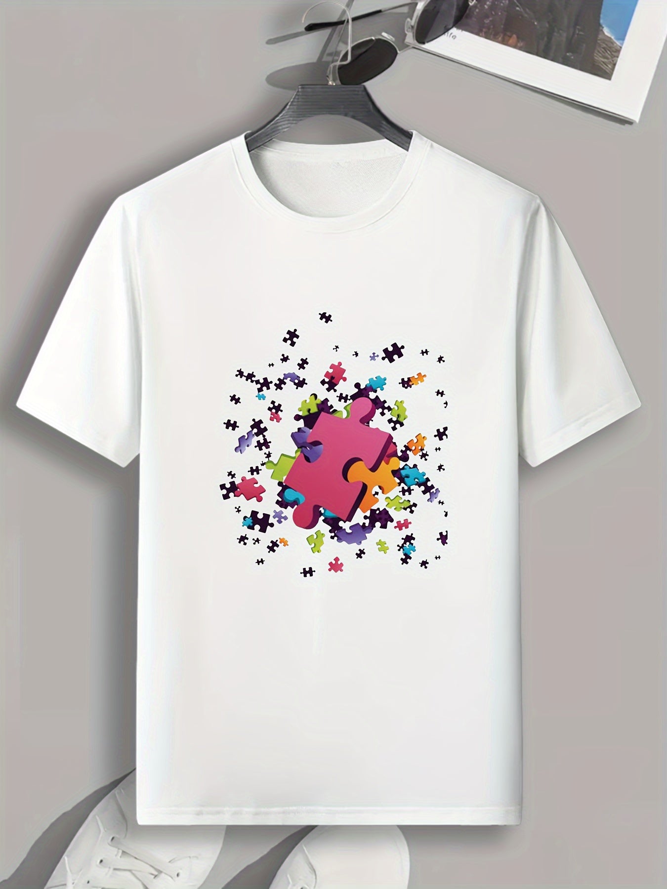 Puzzles Print Men's Graphic T shirt Casual Comfy Tees For Summer Mens Clothing