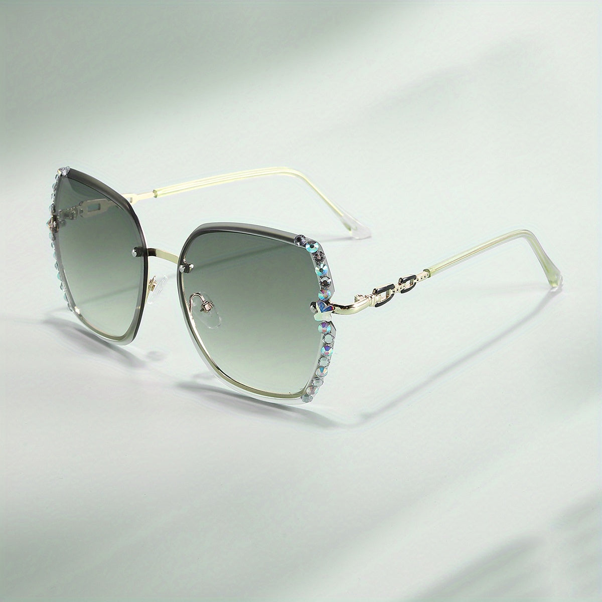 Oversized Butterfly Sunglasses with Rhinestone Decor