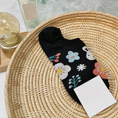 5 Pairs Floral Print Boat Socks Women's Stockings