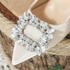 Rhinestone Kitten Heel Slingback Dress Pumps