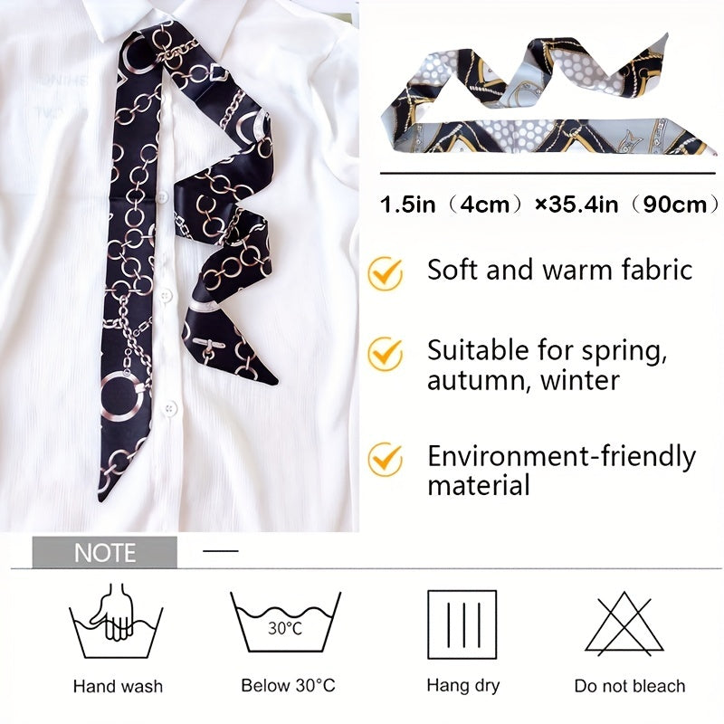 French Style Twilly Scarf Long Ribbon Neckerchief