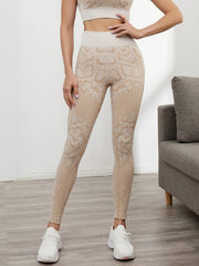 Snakeskin Print Sports Leggings High Stretchy Yoga Fitness Pants