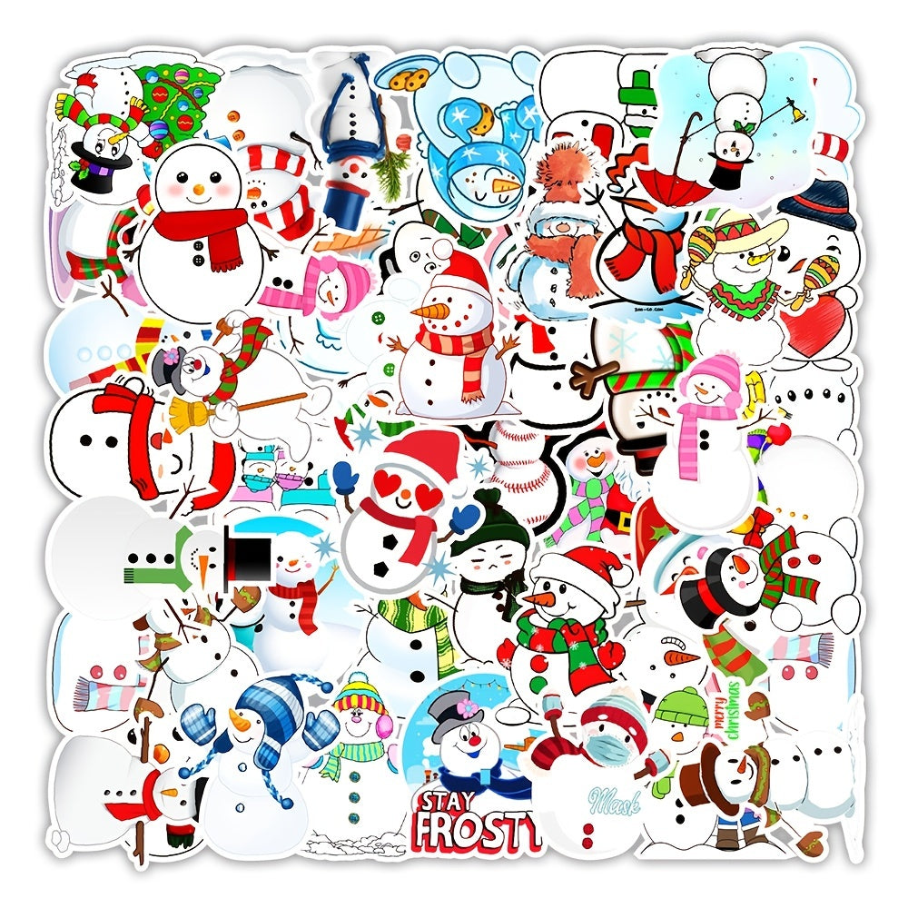 50Pcs Snowman Doodle Stickers Xmas Holiday Party Decor