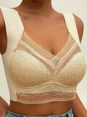 3pcs Lace Wireless Bras Comfy Push Up Women's Lingerie