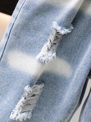 Boys Ripped Denim Jeans Cropped Pants Bottoms Casual Spring Summer Kids