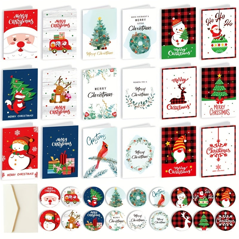 12pcs Christmas Greeting Card DIY Pendant Gift Card With Envelope