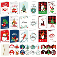 12pcs Christmas Greeting Card DIY Pendant Gift Card With Envelope
