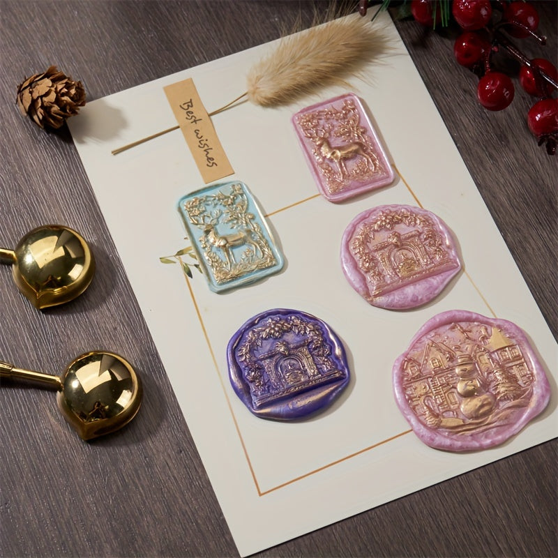 Christmas Snowman 3D Embossed Fire Paint Brass Stamp 40mm Round