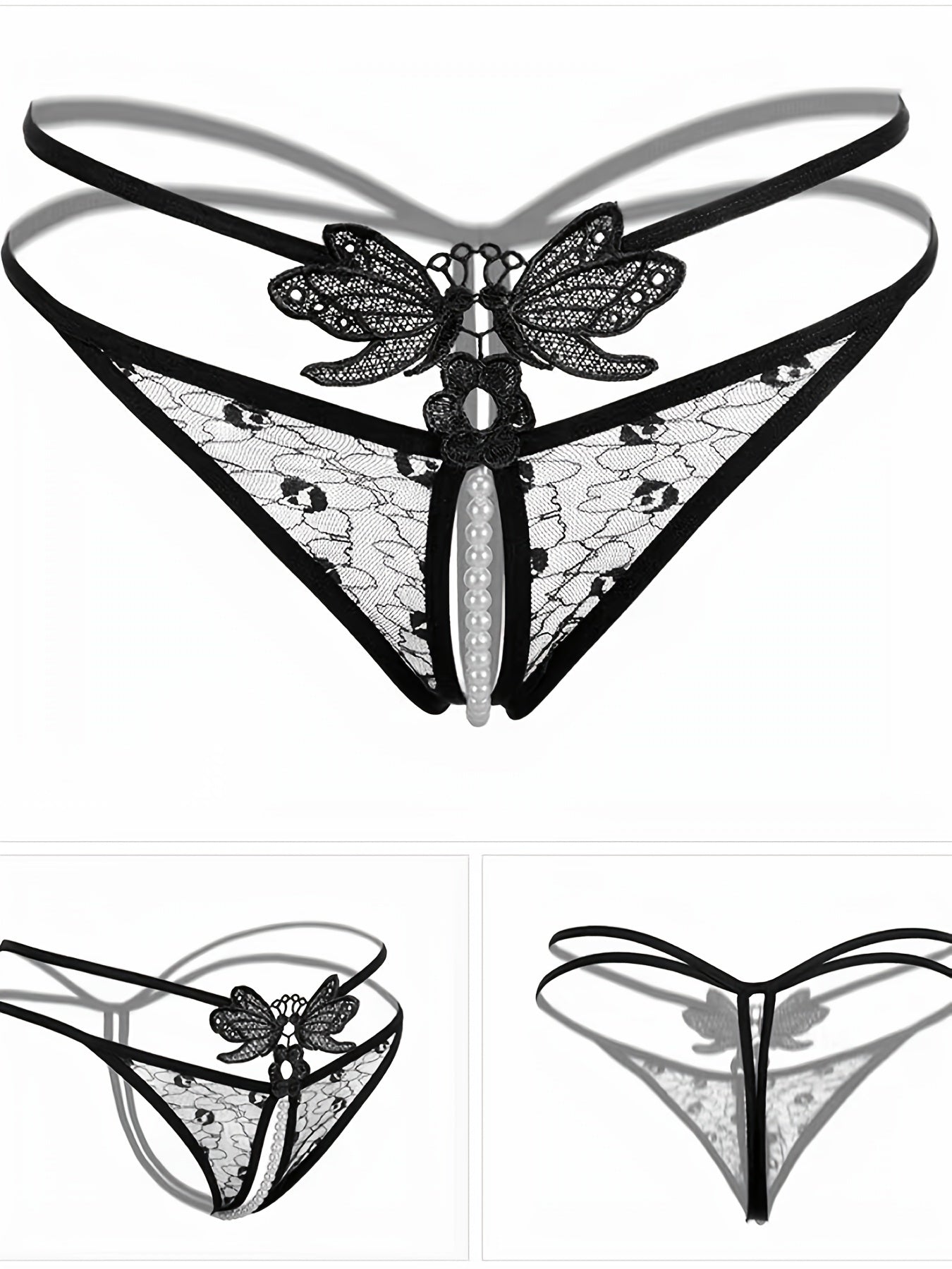 4pcs Sexy Lace Mesh Thongs Low Waist Sheer Lingerie
