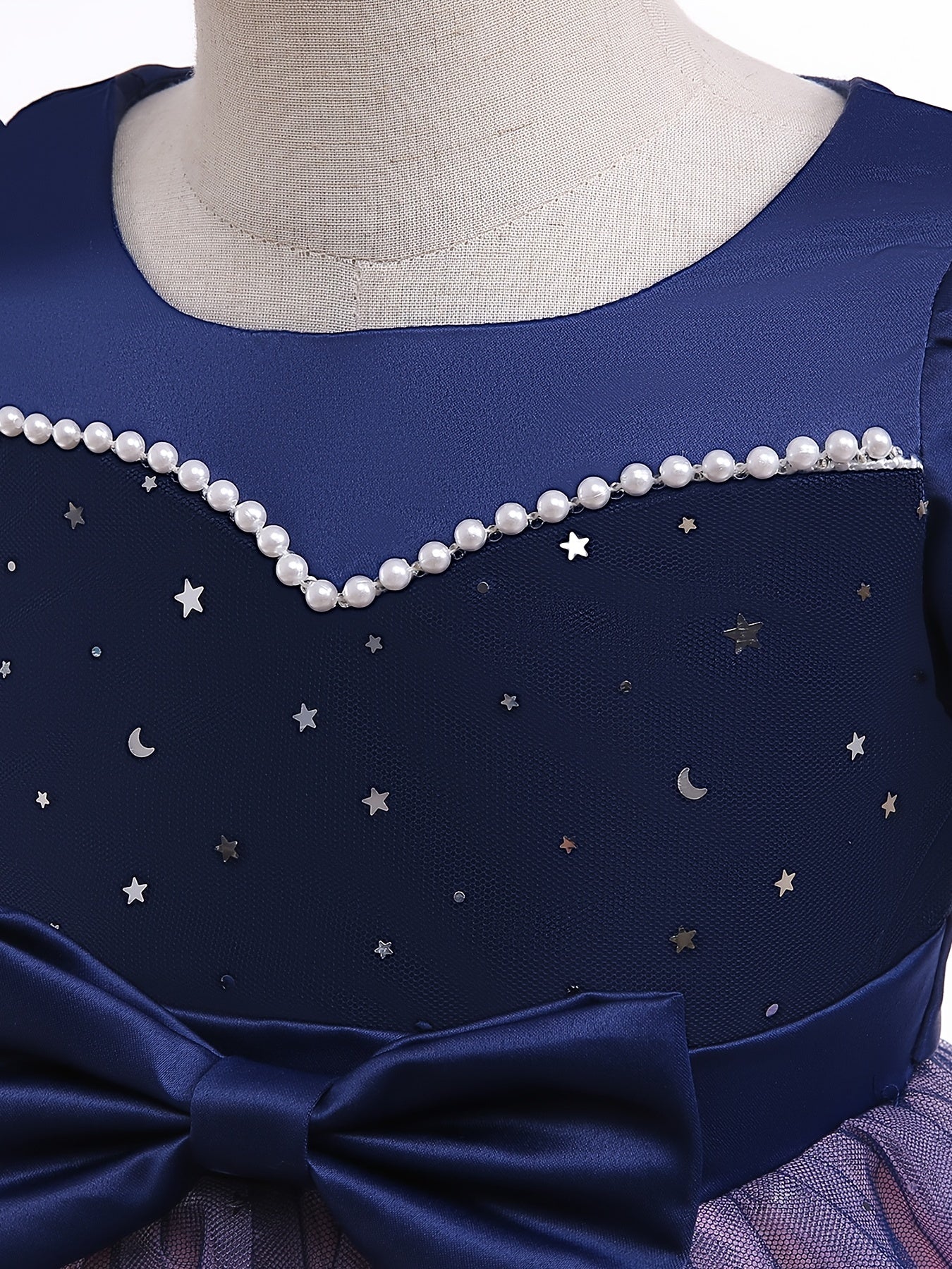 Girls Star Moon Sequin Mesh Princess Dress