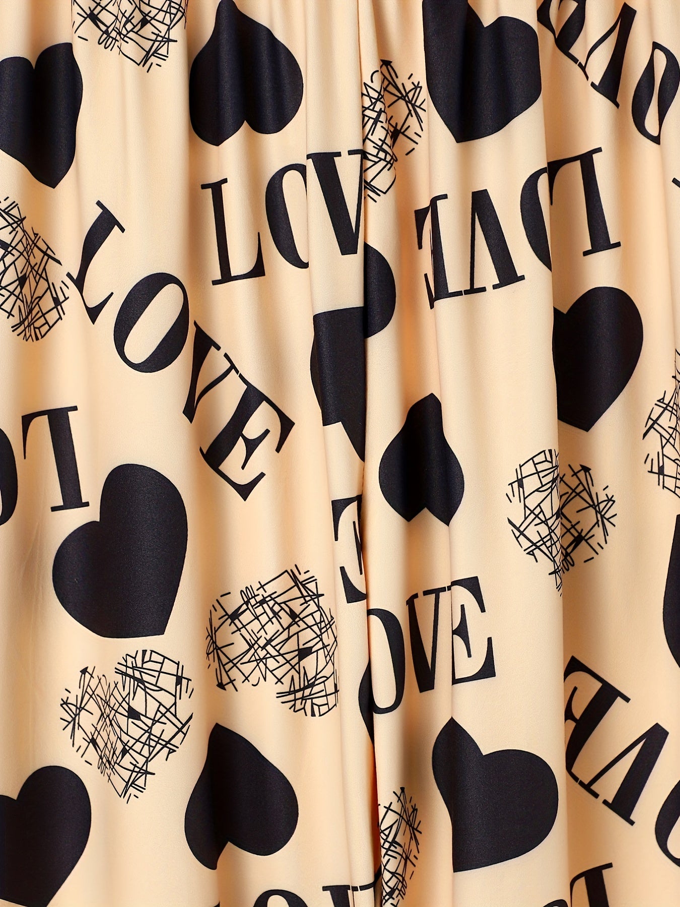 Heart Print Sleep Bottom Cozy Elastic Waist Long Pants