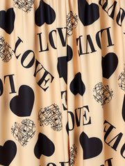 Heart Print Sleep Bottom Cozy Elastic Waist Long Pants