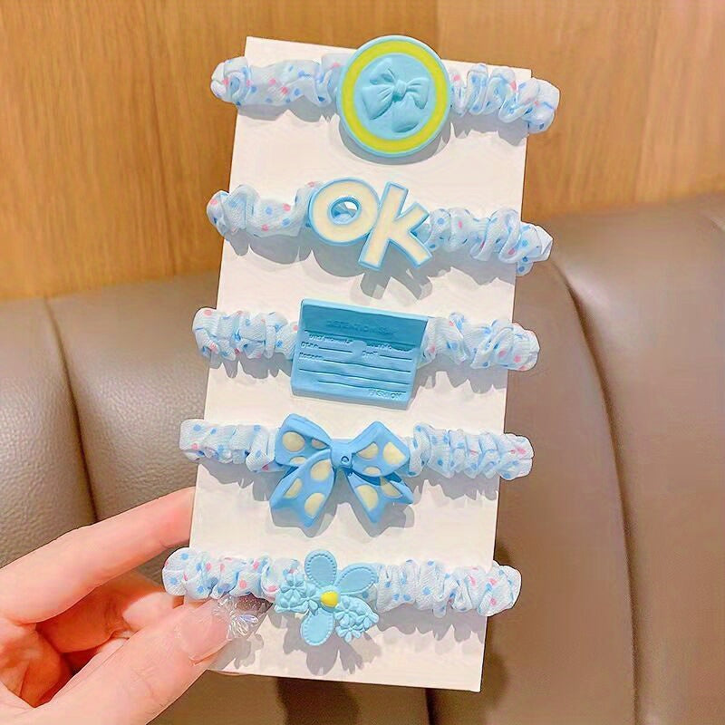 10pcs Flower Bear Bow Hair Ties Set for Girls
