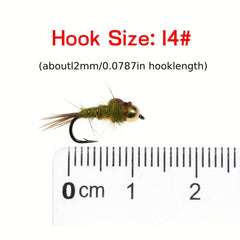 6PCS 14 Brass Bead Hare's Ear Nymph Trout Fly Fishing Lure Bait