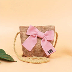 Children Straw Woven Mini Shoulder Bag Small Purse Kids Handbag
