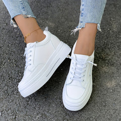 Women's Platform Skate Shoes Round Toe Low Top Slip On Sneakers