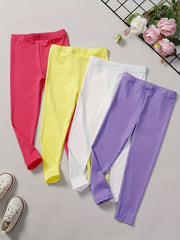 4pcs Girls' Basic Legging Pants Stretchy & Skinny Fit