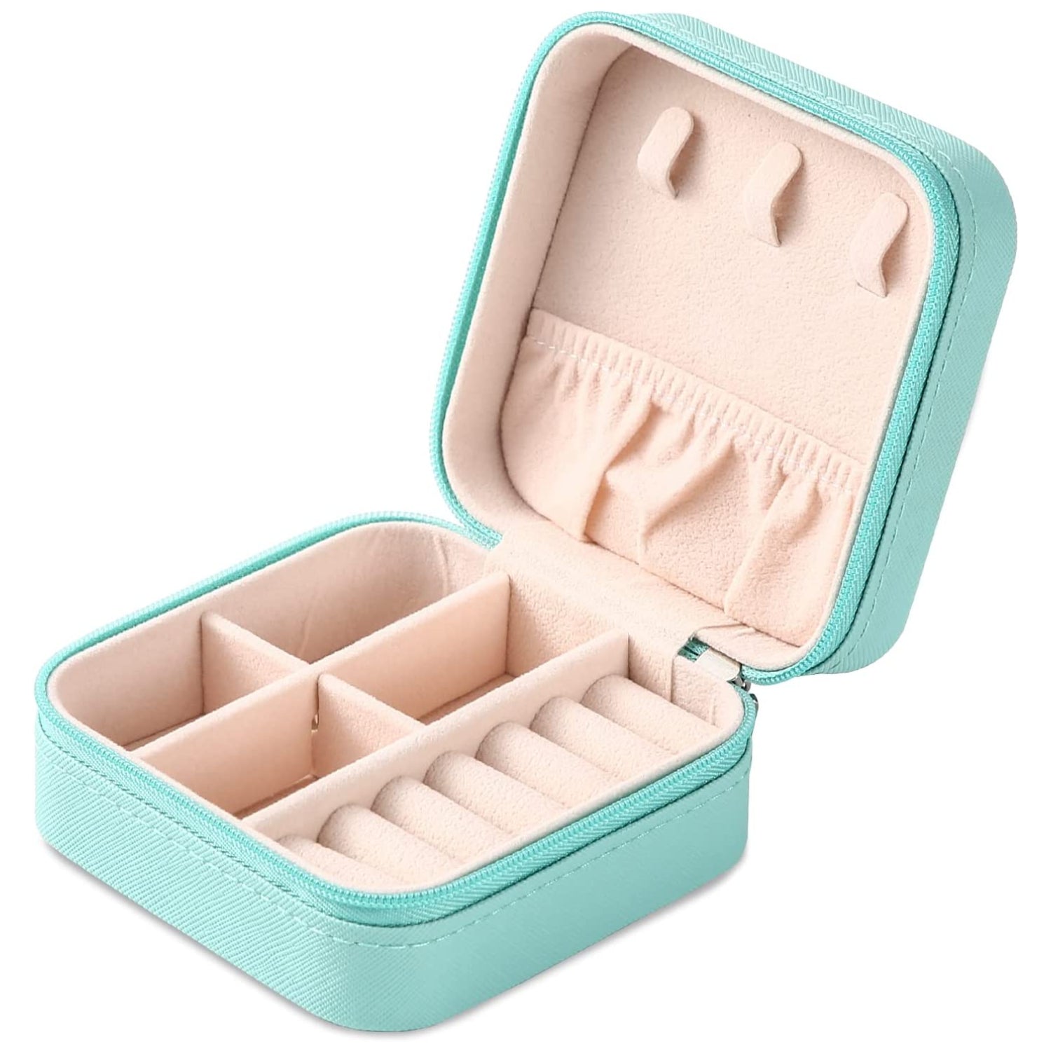Portable Travel Mini Jewelry Box Leather Ring Organizer Case