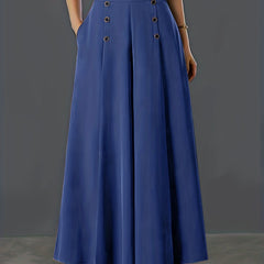 Solid Palazzo Pants Wide Leg With Pockets Women's Clothing