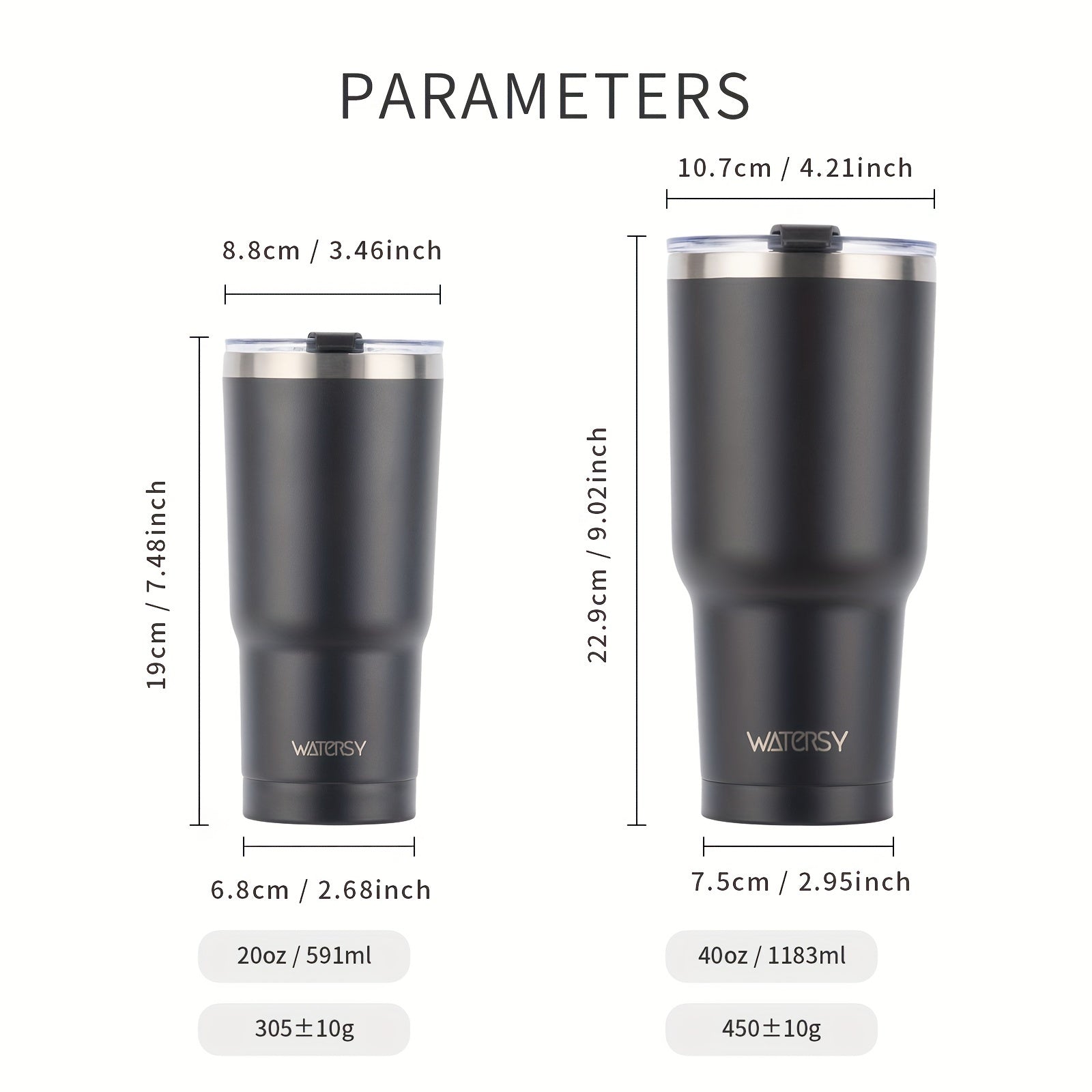WATERSY Stainless Steel Travel Tumbler 20oz 40oz