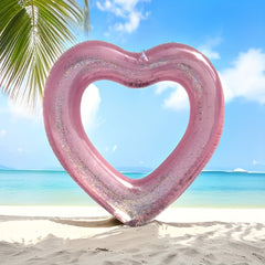 Glitter Love Heart Inflatable Swim Ring Toy