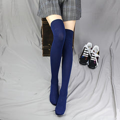 Cotton Blend Thigh High Socks Knit Style Over The Knee Socks Women's Stockings