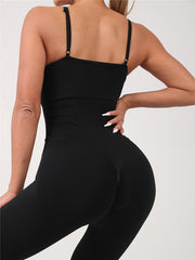 Quick Dry Seamless Yoga Jumpsuit Slim Fit Round Neck Bodysuit