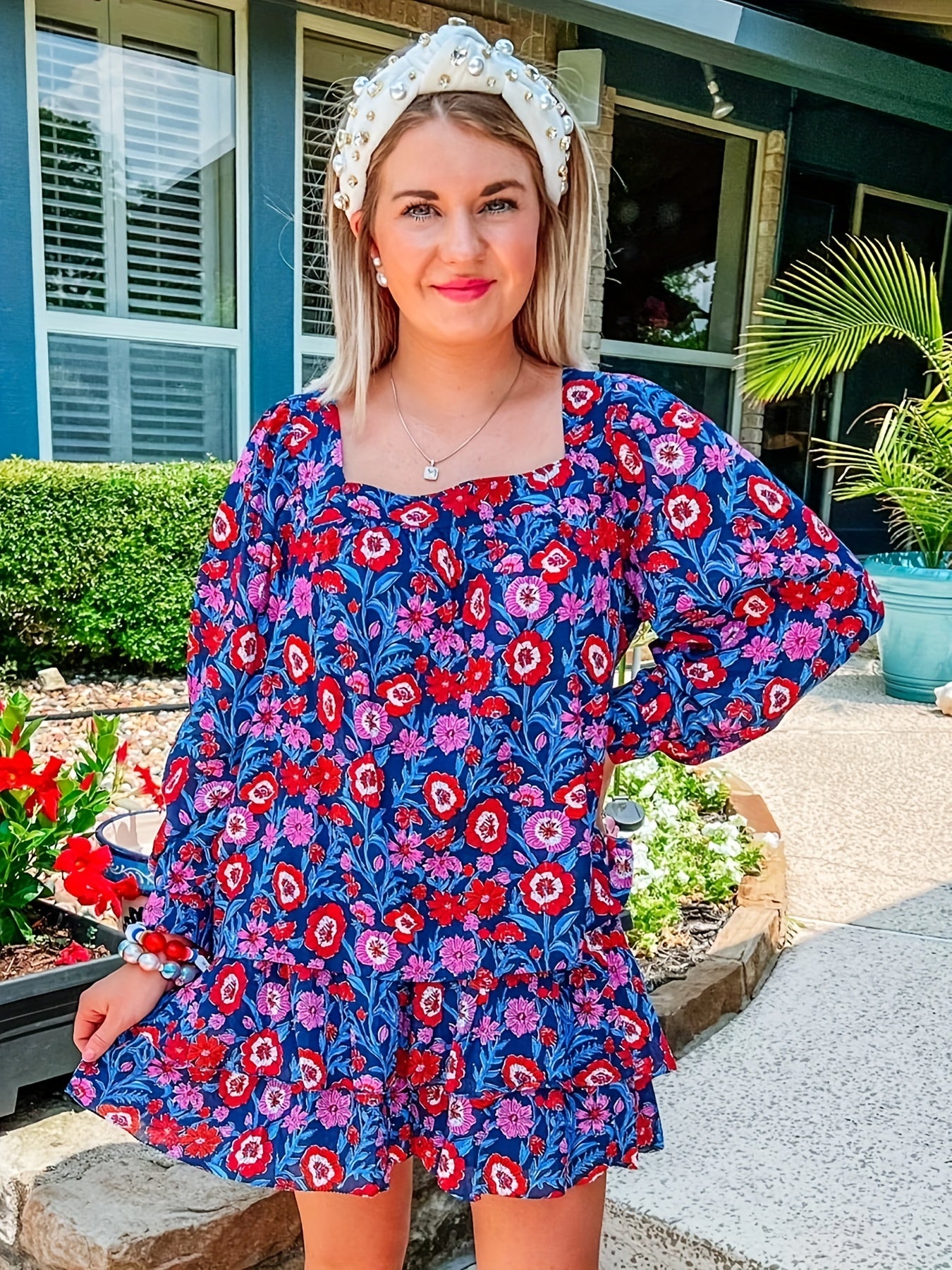 Floral Print Top & Shorts Two Piece Set