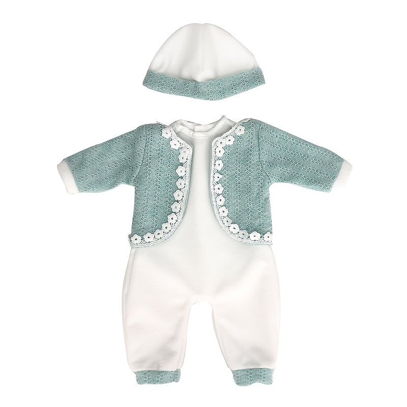 3pcs Doll Clothing Set for 18 45 Dolls Romper Cardigan and Hat Red Green Pink