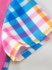 Boys Plaid Lapel Shirt Short Sleeve Button Up Top