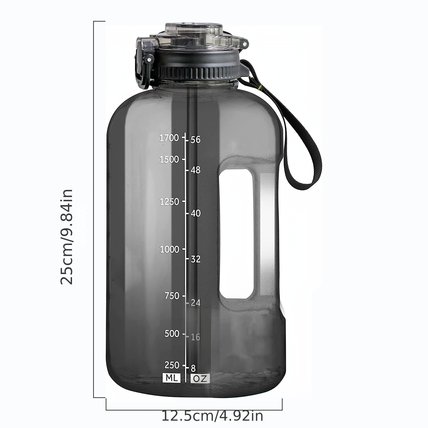 1900ml 64oz Large Capacity Water Bottle with Time Marker and Straw