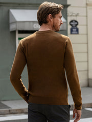 Men's Plaid Crew Neck Sweater Classic Long Sleeve Pullover
