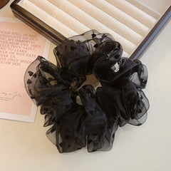 3pcs Heart Print Scrunchies Hair Tie Organza Hair Rope Style Hai