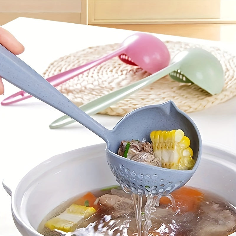 Eco-Friendly Plastic Ladle with Strainer - 5.08cm Long Handle Soup Ladle