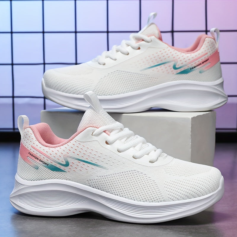 Women's Breathable Running Sports Shoes Thick Bottom Lace Up Sneakers