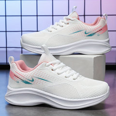 Women's Breathable Running Sports Shoes Thick Bottom Lace Up Sneakers