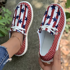 Women's Slip On Sneakers with Star & Dot Graphic Patchwork