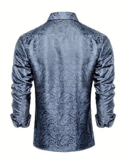 Paisley Print Men's Casual Button Up Long Sleeve Shirt