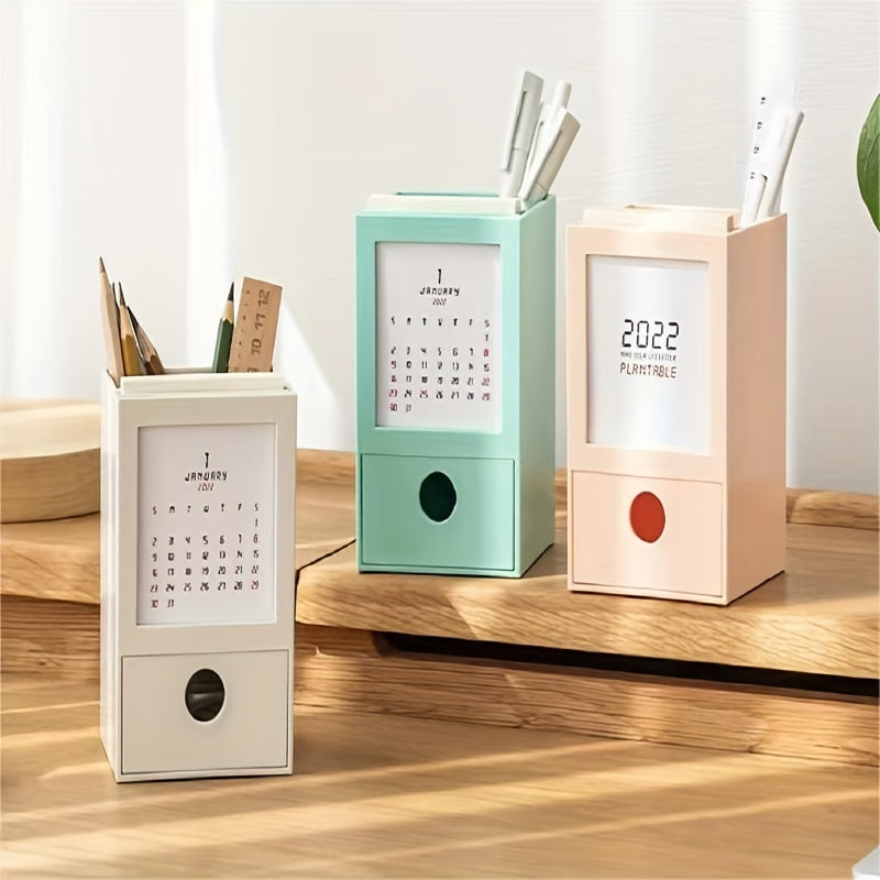 Creative Desk Calendar Storage Pen Holder for Office School Teacher
