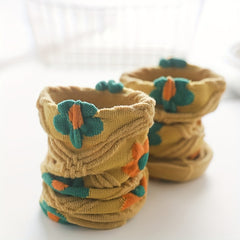 5 Pairs Floral Print Textured Mid Tube Socks Women's Stockings