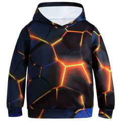 Luminous 3D Print Boys Casual Pullover Hooded Long Sleeve Sweatshirt
