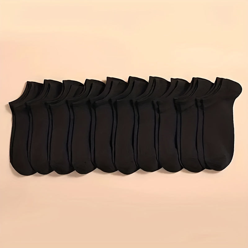 10 Pairs Unisex Solid Lightweight Ankle Socks Women's Stockings & Hosiery