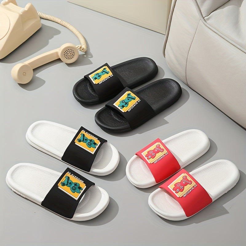Men's Cartoon Comfy Slip On Slides Unisex Non slip Open Toe Platform House Slipp