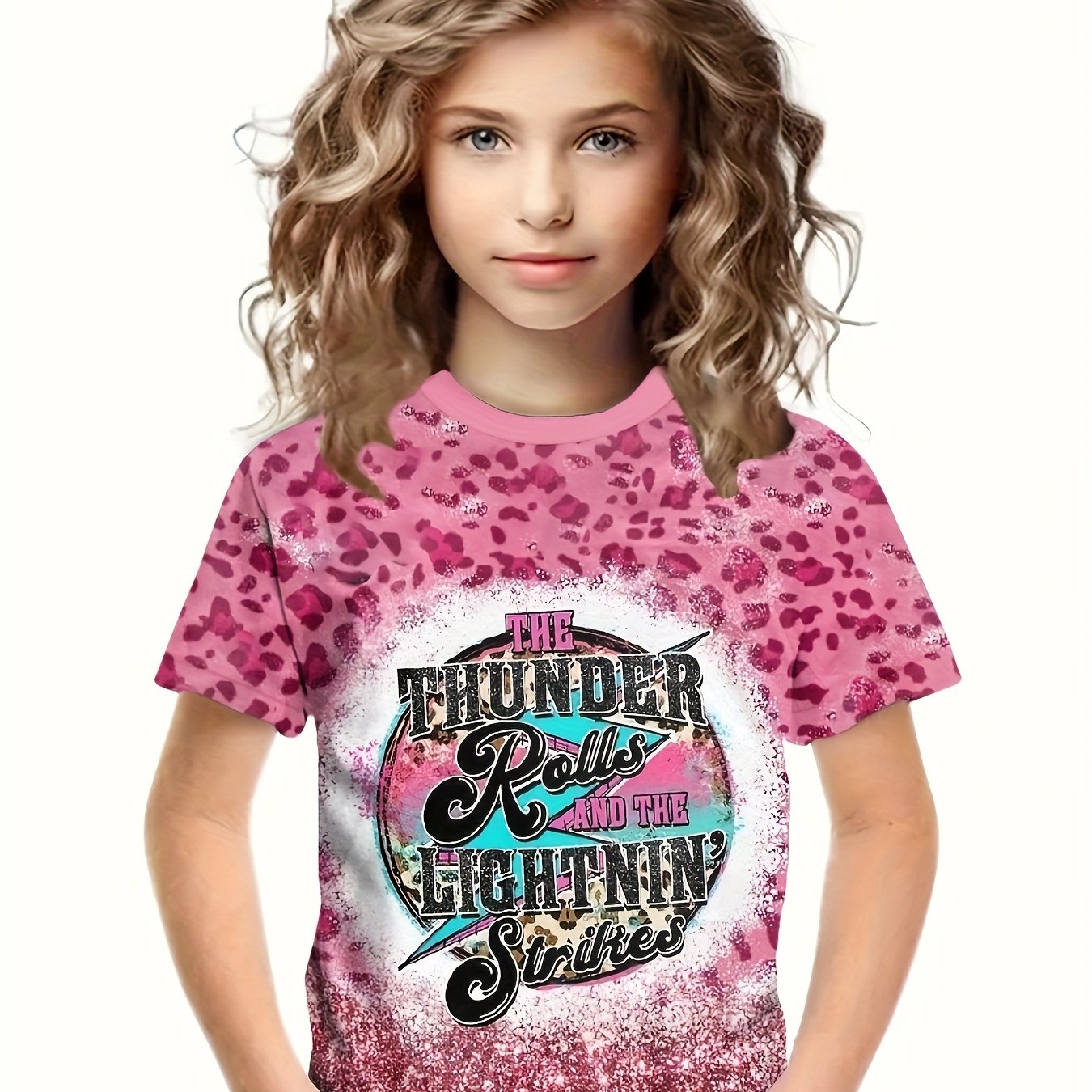 Leopard Print Short Sleeve T shirt Kids Summer Tops