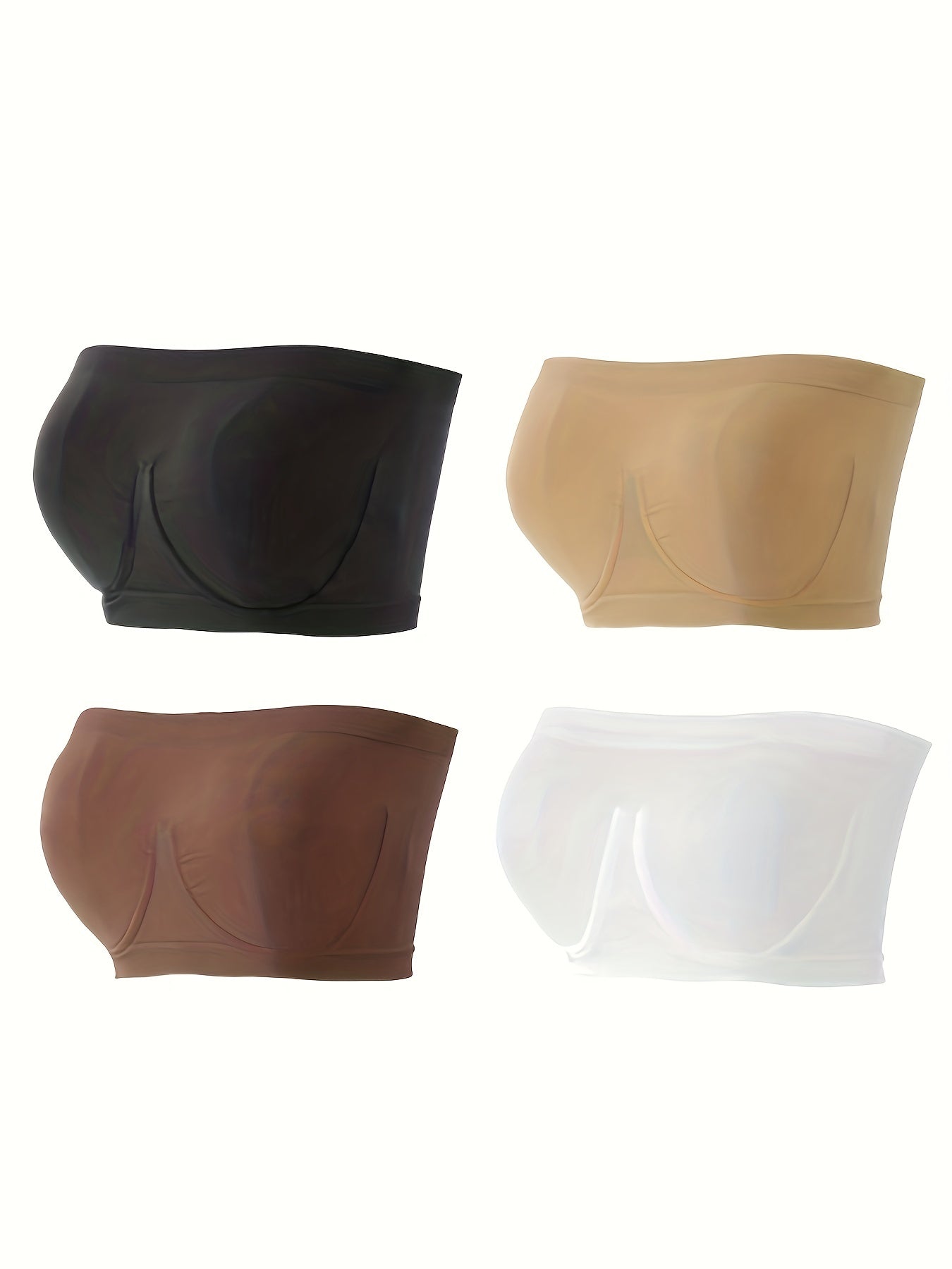 4pcs Strapless Bandeau Bras Set Soft & Stretch Everyday Bra Women Lingerie