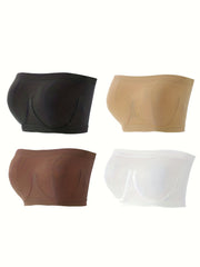 4pcs Bandeau Bras Stretch Everyday Bra Women's Lingerie